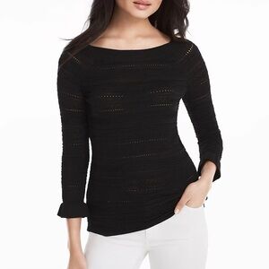 White House Black Market Mix-Stitch Peplum Sleeve Pullover Sweater Size Small